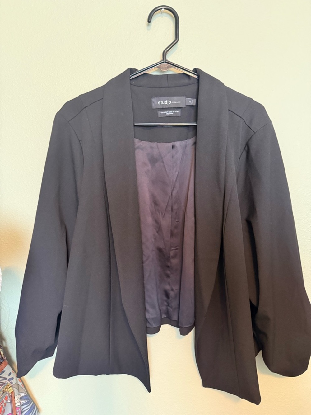 torrid Black Open-Front Draped Blazer Jacket